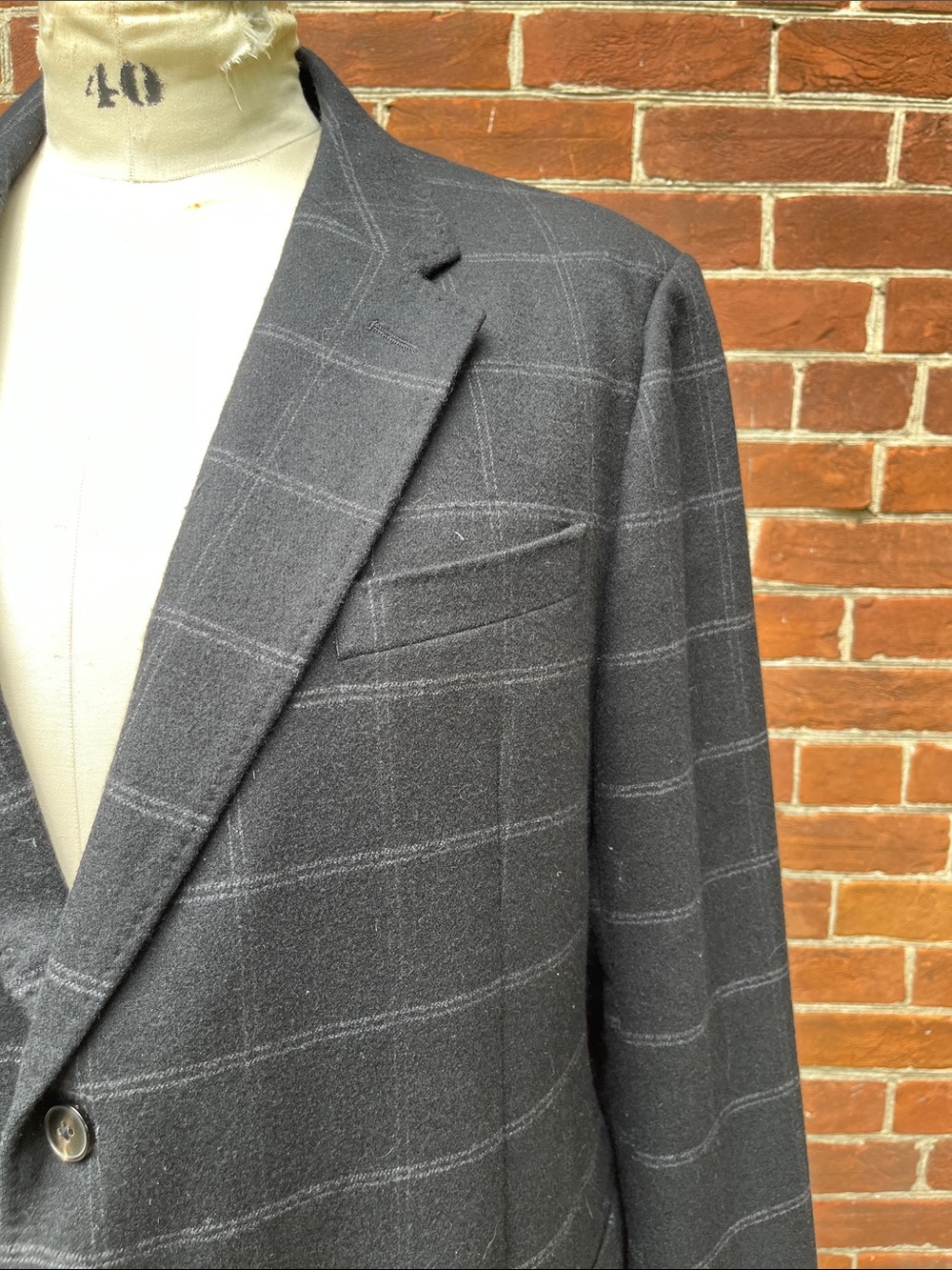 Armani Collezioni Charcoal Gray Windowpane Sport Coat Blazer - Picture 2 of 8